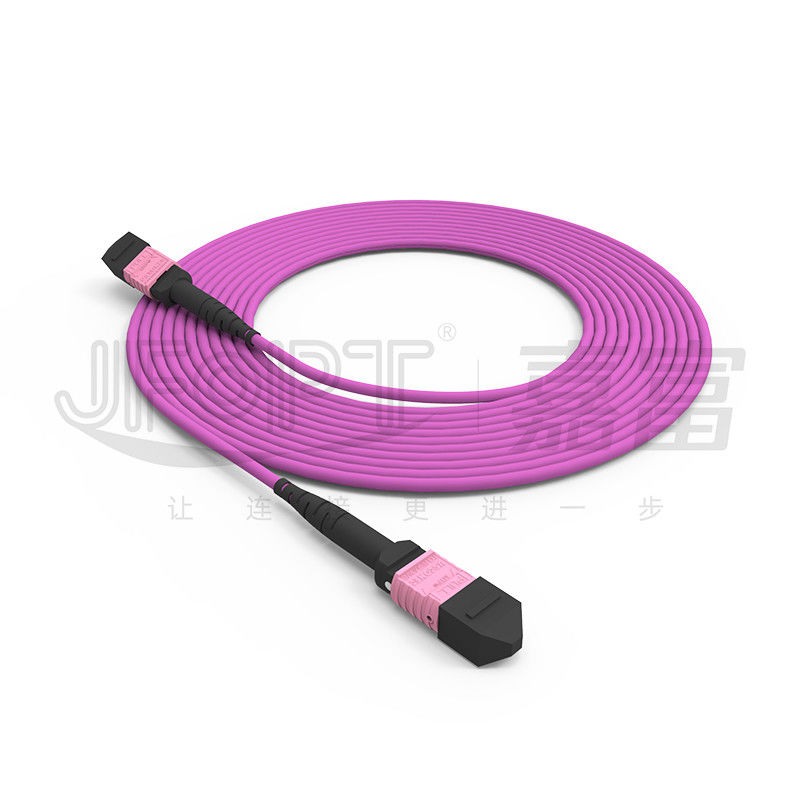 núcleos OM4 multimodo 50/125 LSZH 3.0-4.0mm Heather Violet Jumper do cabo de remendo 24 de 100G MTP