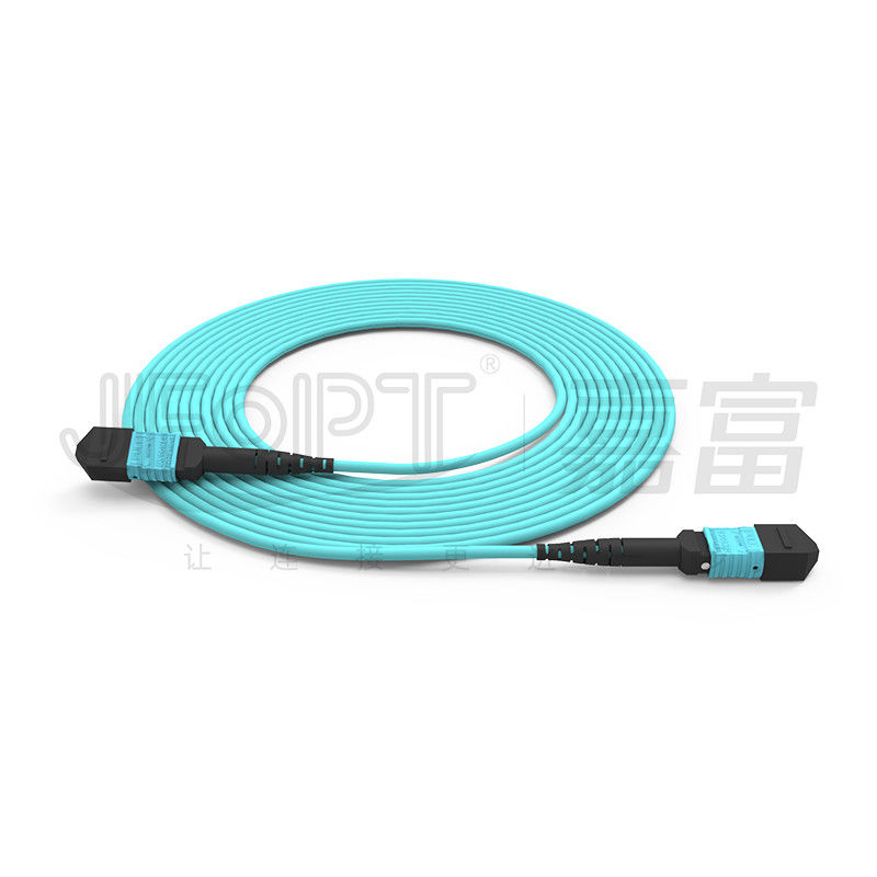 ligação em ponte OM3 OM4 OM5 da fibra dos núcleos do cabo de remendo 16 do Aqua MTP de 3.0mm LSZH multimodo