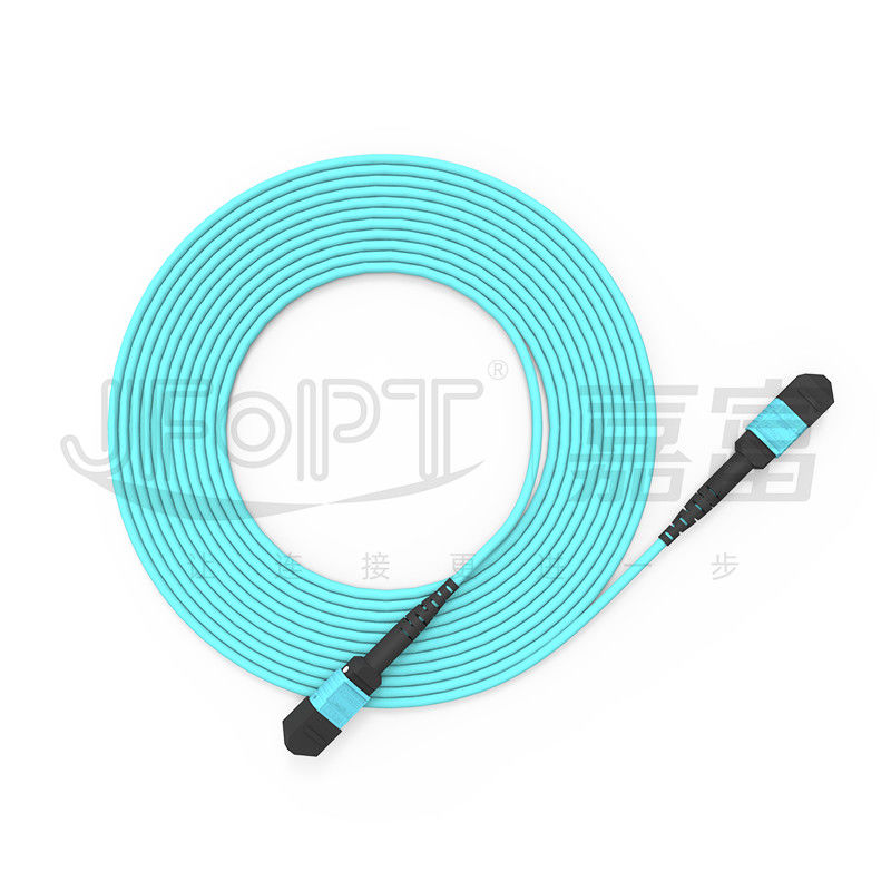 ligação em ponte OM3 OM4 OM5 da fibra dos núcleos do cabo de remendo 16 do Aqua MTP de 3.0mm LSZH multimodo