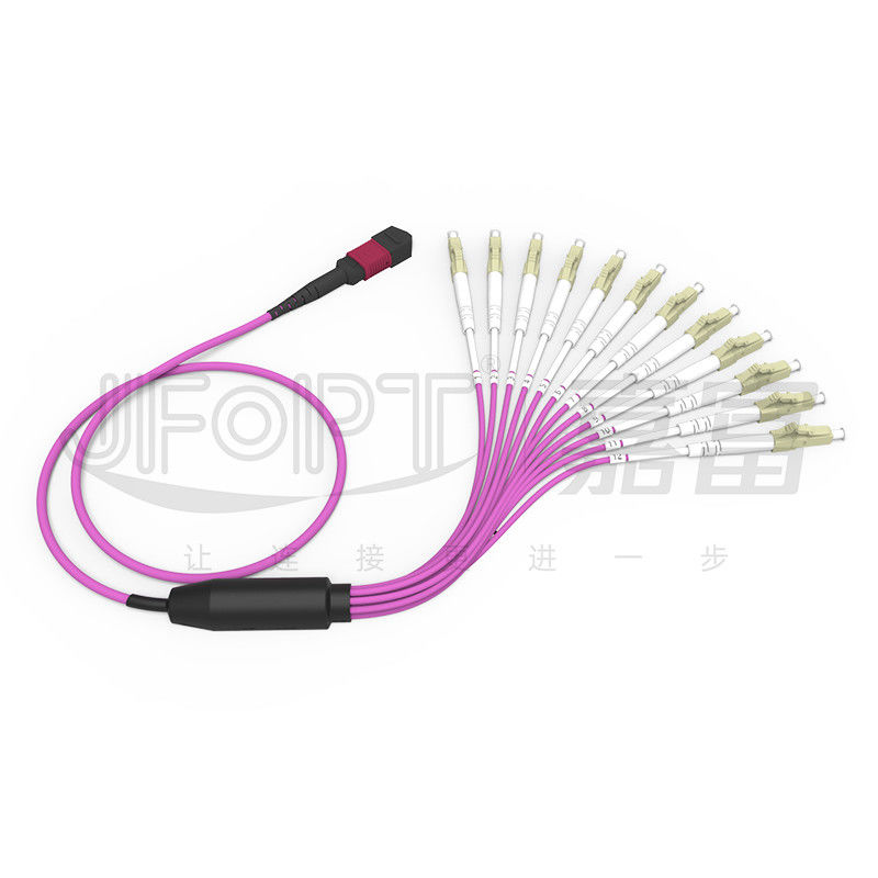MPO - Fanout LC DX do cabo de remendo 2.0mm da fuga do LC com a virola padrão da perda do milímetro do grampo