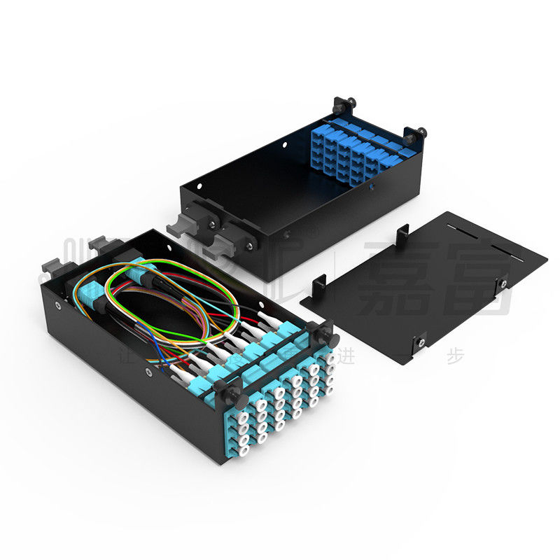 Painel de remendo de fibra 1U padrão núcleos de 19 polegadas 144 com as gavetas de 6PCS MPO-LC 24F MPO