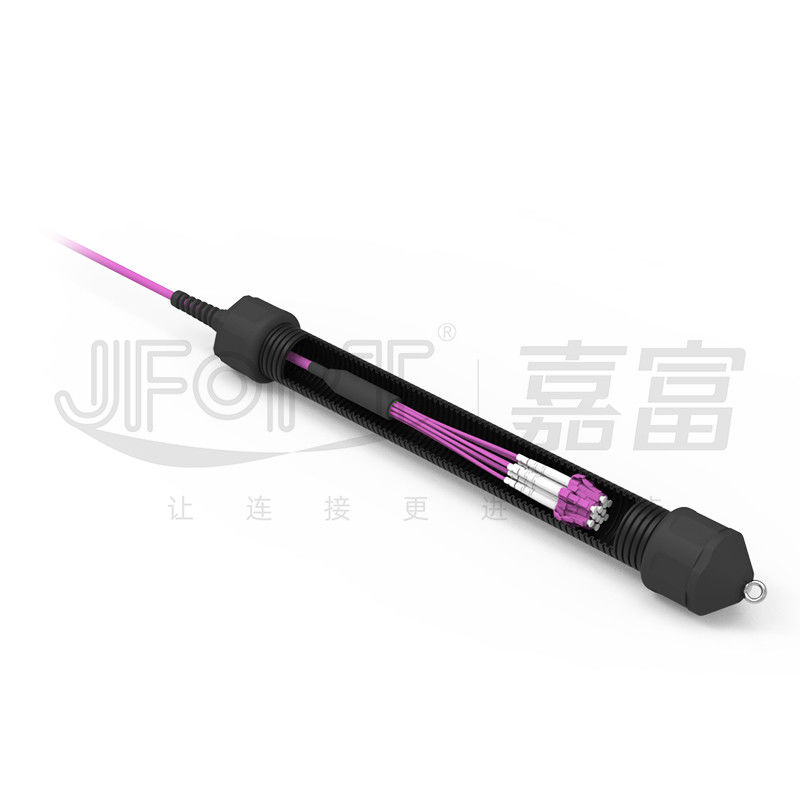 Mini Cable 12 retira o núcleo do cabo de fibra ótica pre terminado com ramo multimodo da violeta OM4 0.5m dos conectores do LC UPC