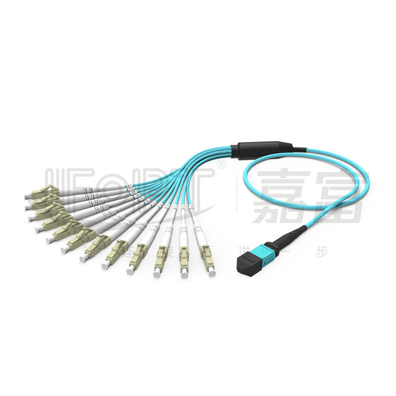 12 de Aqua multimodo frente e verso do cabo MPO-LC/SC/FC/ST 50/125 3.0mm LSZH da fuga das fibras MPO