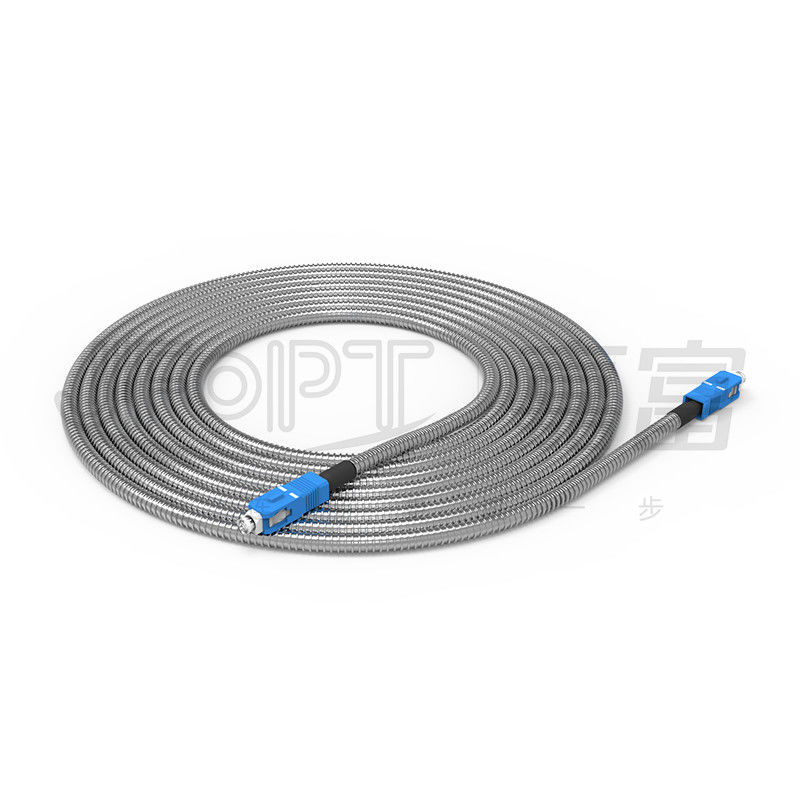 Cabo de remendo blindado espiral externo do cabo de fibra ótica blindado 6.0mm interno resistente à compressão