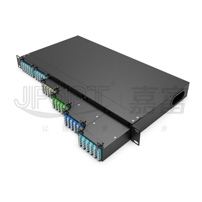 As gavetas do painel de remendo de fibra 6pcs da montagem em rack MPO com núcleos 1pc 24 ou 2pcs 12 retiram o núcleo do cabo de MPO-LC