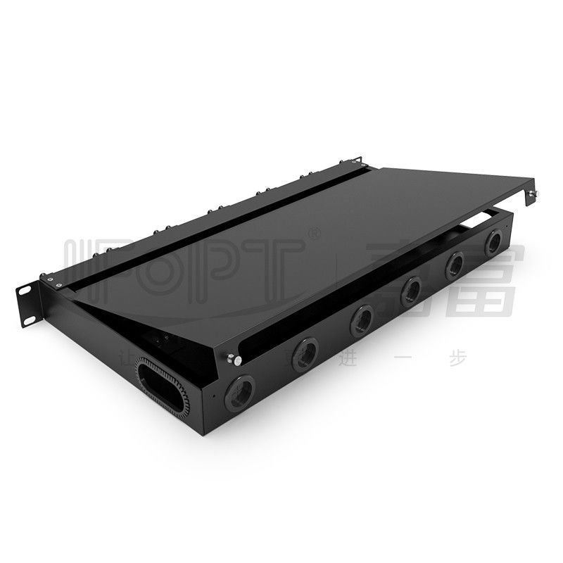 As gavetas do painel de remendo de fibra 6pcs da montagem em rack MPO com núcleos 1pc 24 ou 2pcs 12 retiram o núcleo do cabo de MPO-LC