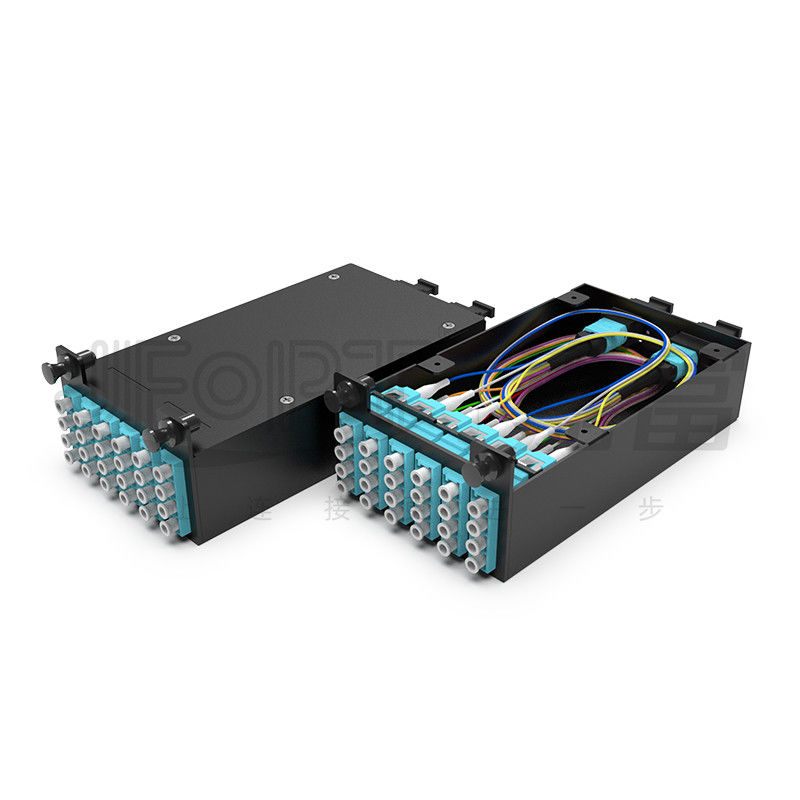 As gavetas do painel de remendo de fibra 6pcs da montagem em rack MPO com núcleos 1pc 24 ou 2pcs 12 retiram o núcleo do cabo de MPO-LC