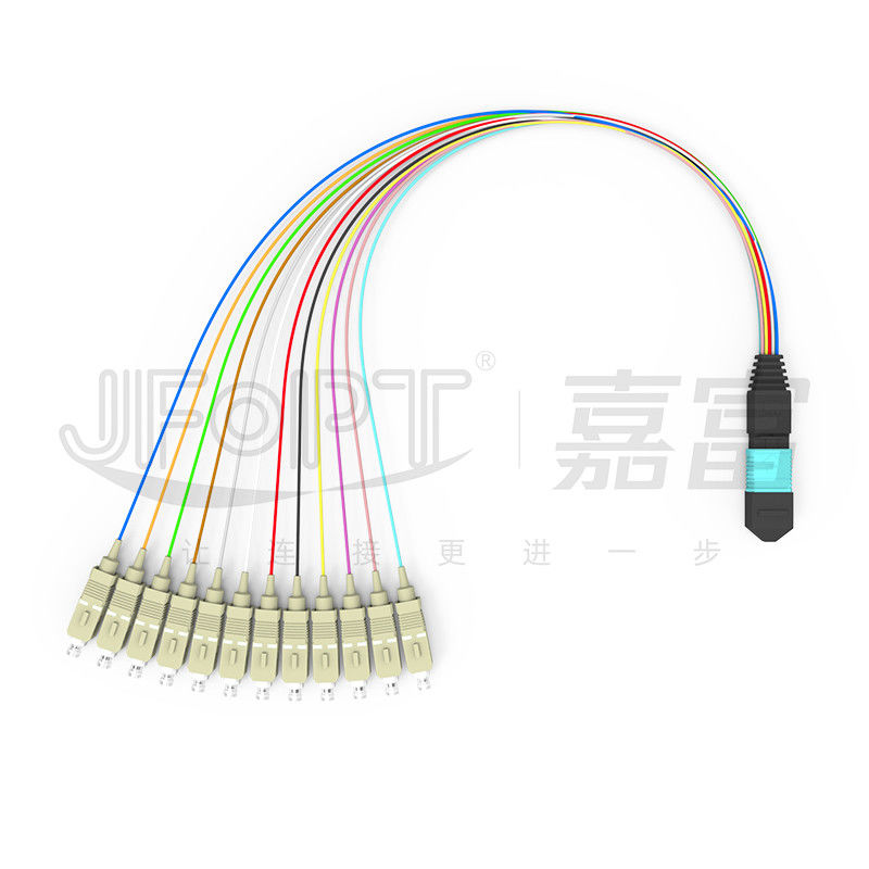 cabo multimodo MPO/PC da fuga de 0.3m OM3 MPO - cabo de remendo de pequenas perdas do ramo do SC/APC 0.9mm