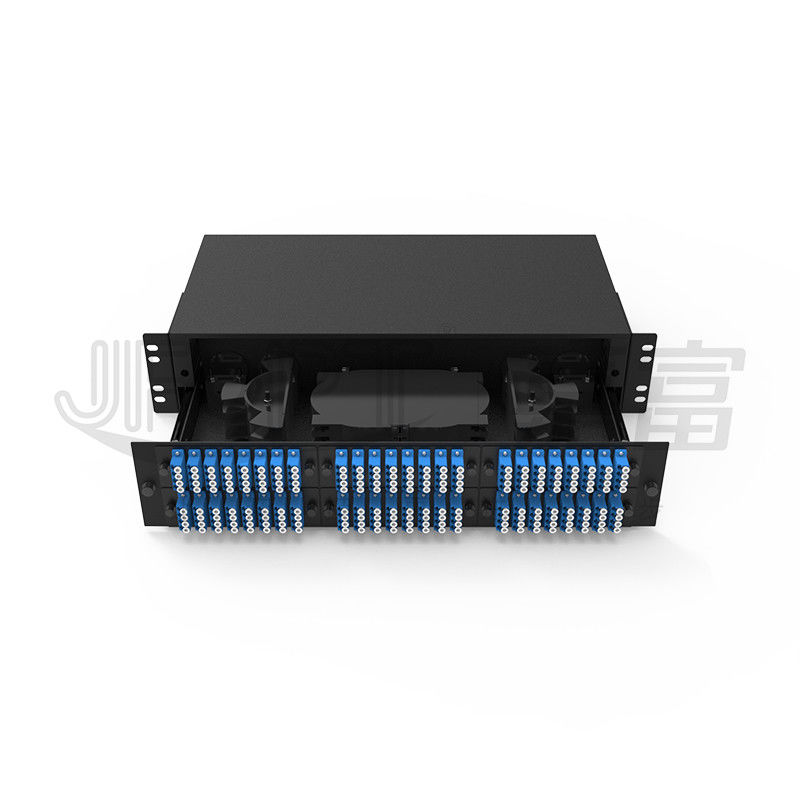 2U que desliza a bandeja de emenda da fusão ultra fina das fibras do LC QX 196 do painel de remendo de fibra da montagem em rack