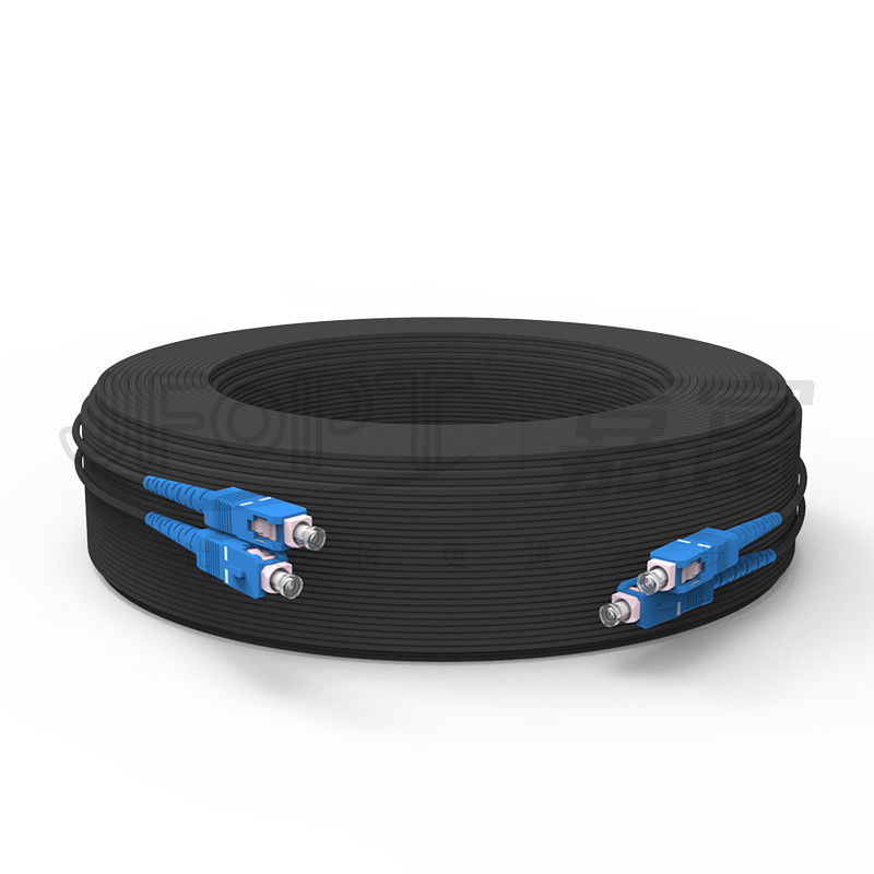 Cabos de fibra óptica de fibra óptica reforçada de FRP auto-sustentável com amortecimento apertado SC-SC Single Core G657A1/A2