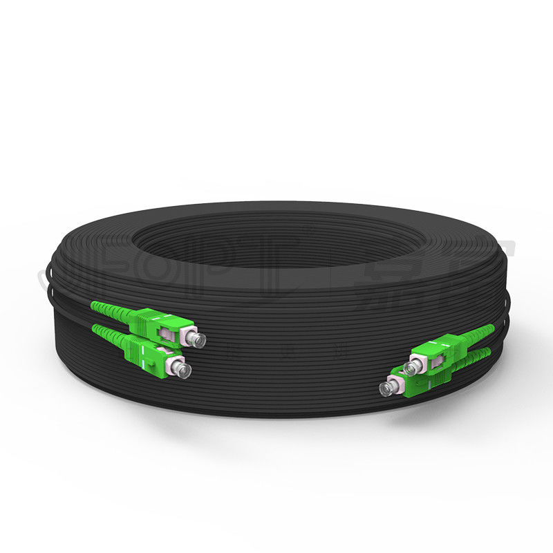 Cabos de fibra óptica de fibra óptica reforçada de FRP auto-sustentável com amortecimento apertado SC-SC Single Core G657A1/A2