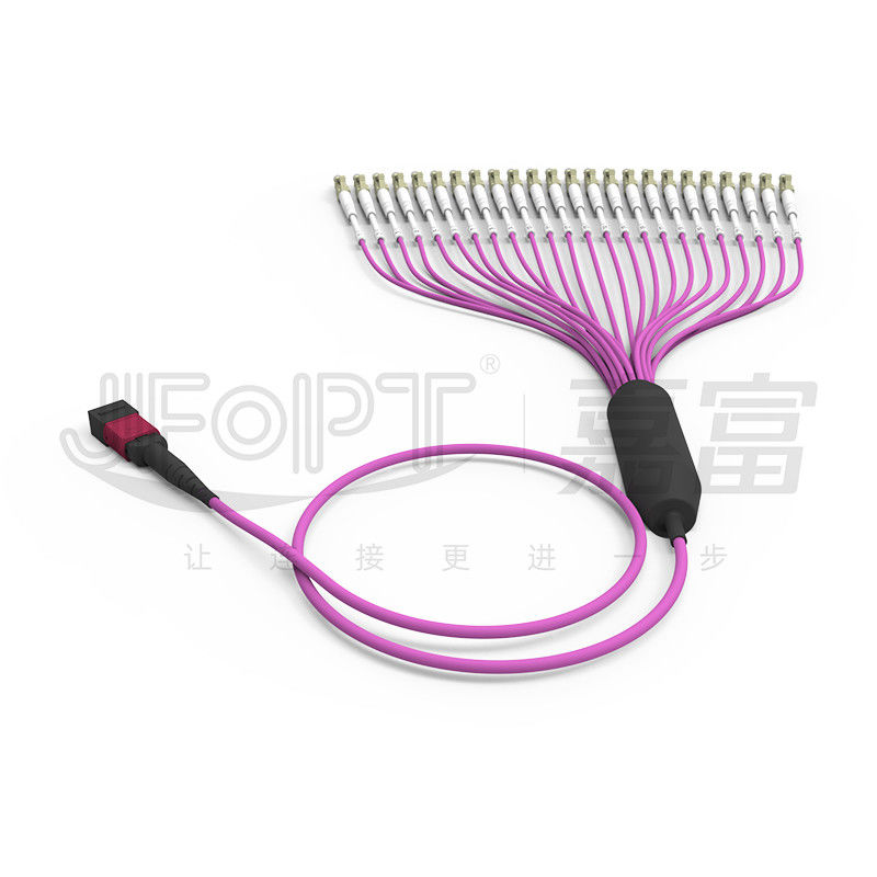 Multimodo OM4 MPO de 24 núcleos para cabo de fibra LC LSZH para centro de dados de alta densidade