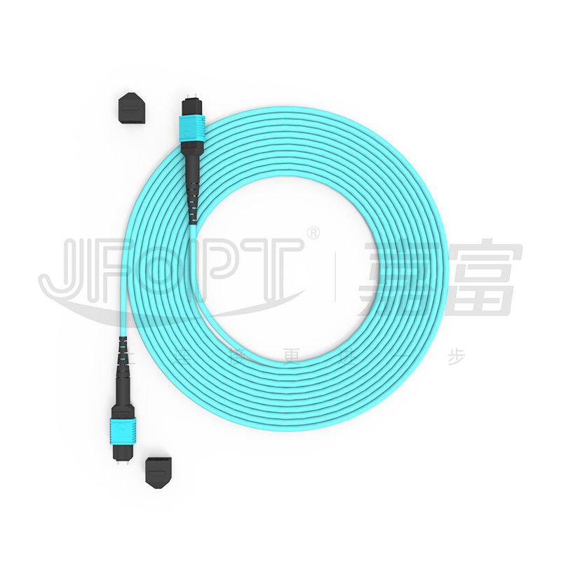 12 Núcleos Velocidade MPO Patch Cord Aqua Color para Conexão de Data Center 10G Multi-mode OM3 Fibra Óptica Patch Cord