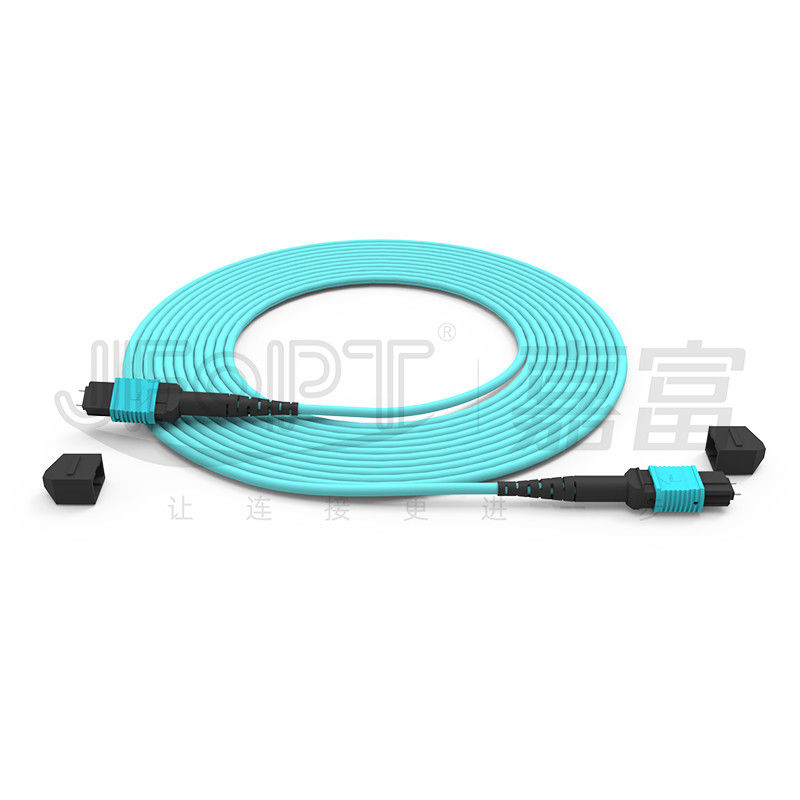 12 Núcleos Velocidade MPO Patch Cord Aqua Color para Conexão de Data Center 10G Multi-mode OM3 Fibra Óptica Patch Cord