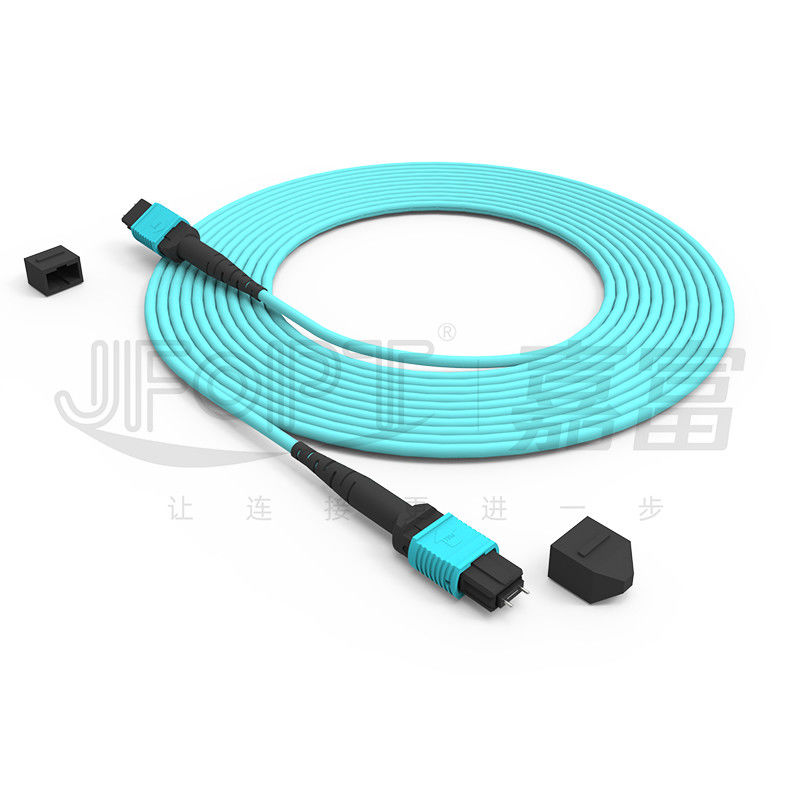 12 Núcleos Velocidade MPO Patch Cord Aqua Color para Conexão de Data Center 10G Multi-mode OM3 Fibra Óptica Patch Cord