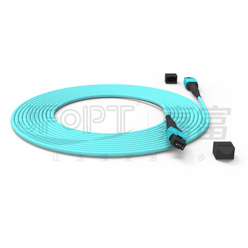12 Núcleos Velocidade MPO Patch Cord Aqua Color para Conexão de Data Center 10G Multi-mode OM3 Fibra Óptica Patch Cord
