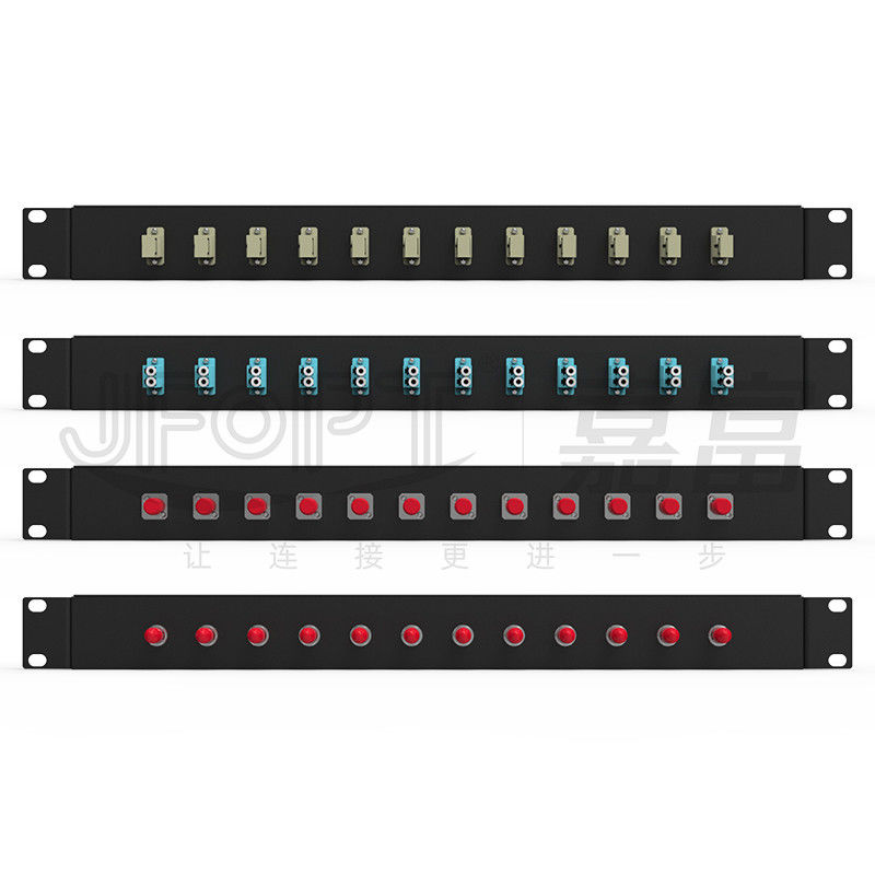 LC/SC/FC/ST Rack Mount Fiber Patch Panel 12/24core com 19 polegadas de tamanho de abertura do botão da porta