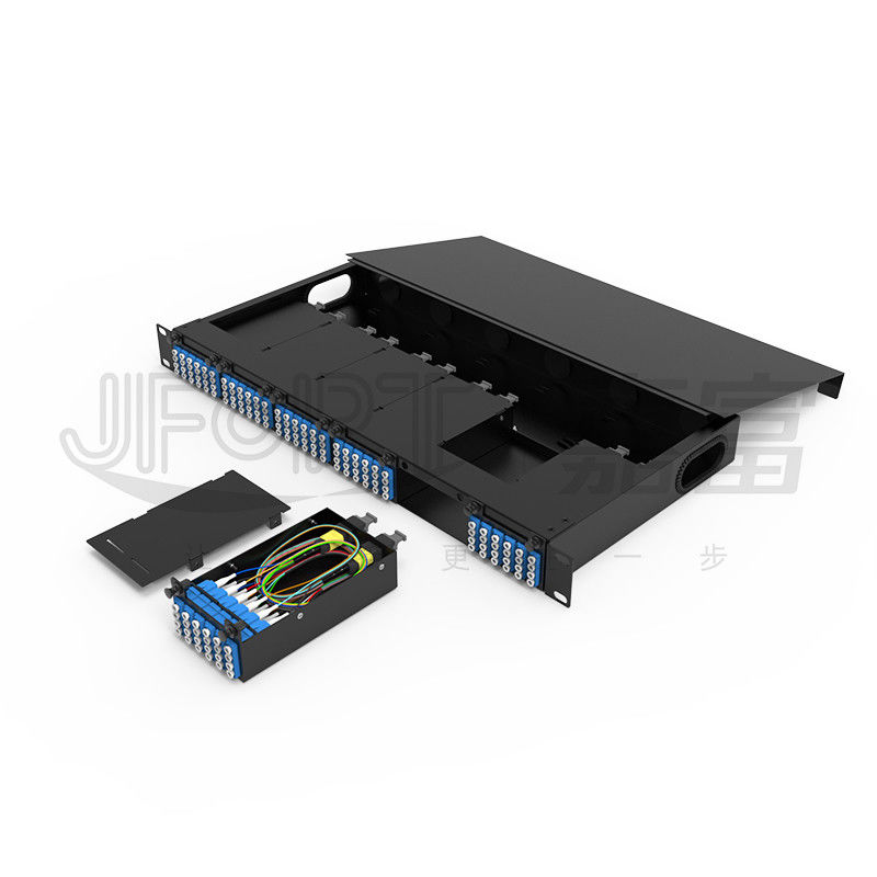 1U MPO-LC G657A1 144 Núcleos Densidade Caixa de junção de alta densidade com adaptador LC Chassis de aço laminado a frio