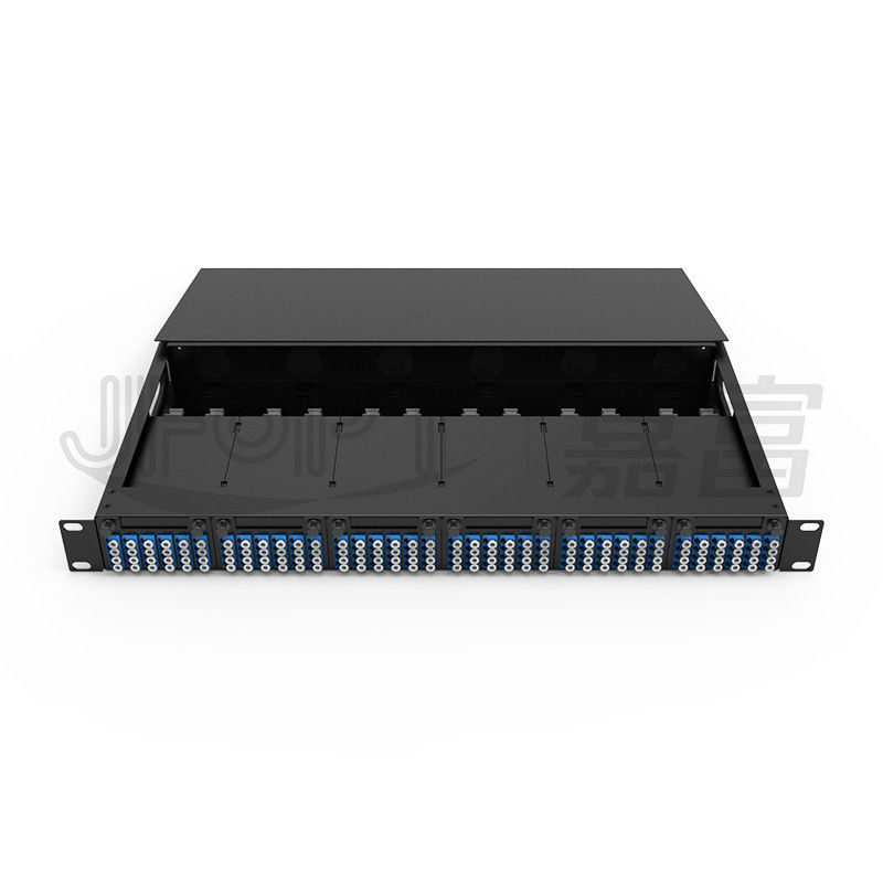 1U MPO-LC G657A1 144 Núcleos Densidade Caixa de junção de alta densidade com adaptador LC Chassis de aço laminado a frio