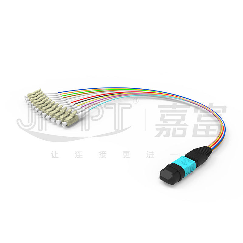 SENKO MPO LC Breakout Cable Low Loss Insertion Aqua/Beige Connector 850/1300nm 0,9mm Cordão de Fibra Óptica