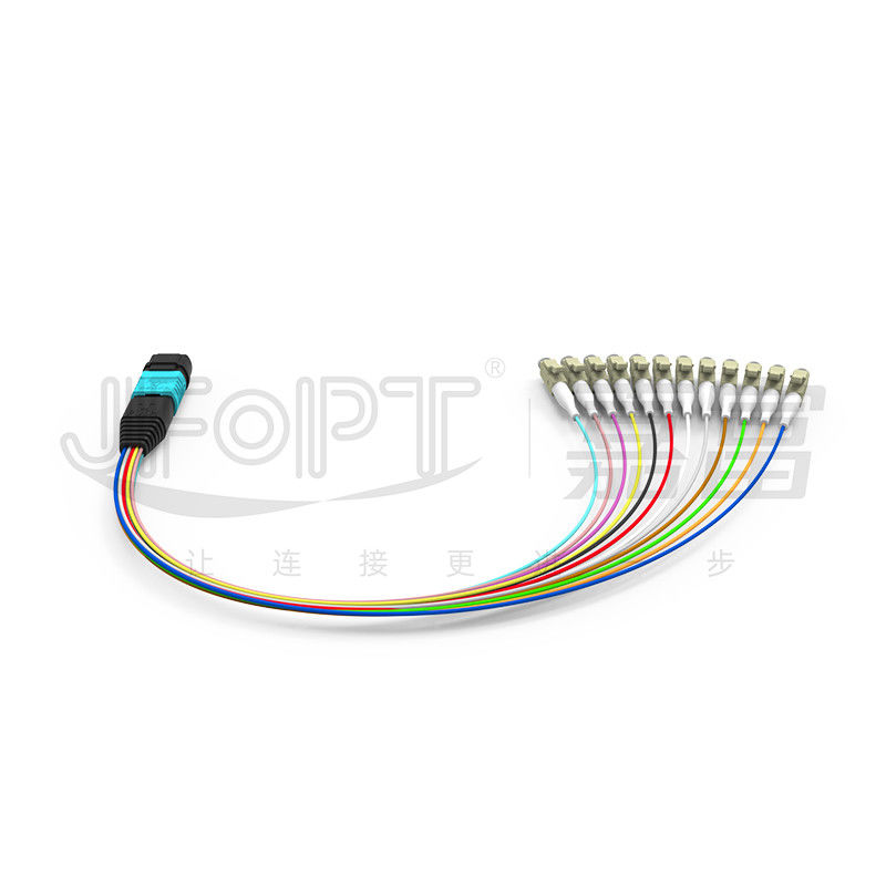 SENKO MPO LC Breakout Cable Low Loss Insertion Aqua/Beige Connector 850/1300nm 0,9mm Cordão de Fibra Óptica
